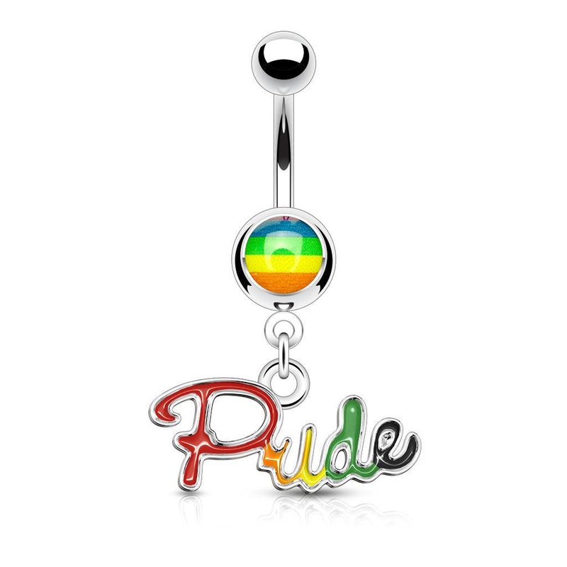 Pride Dangle Belly Bar 14G