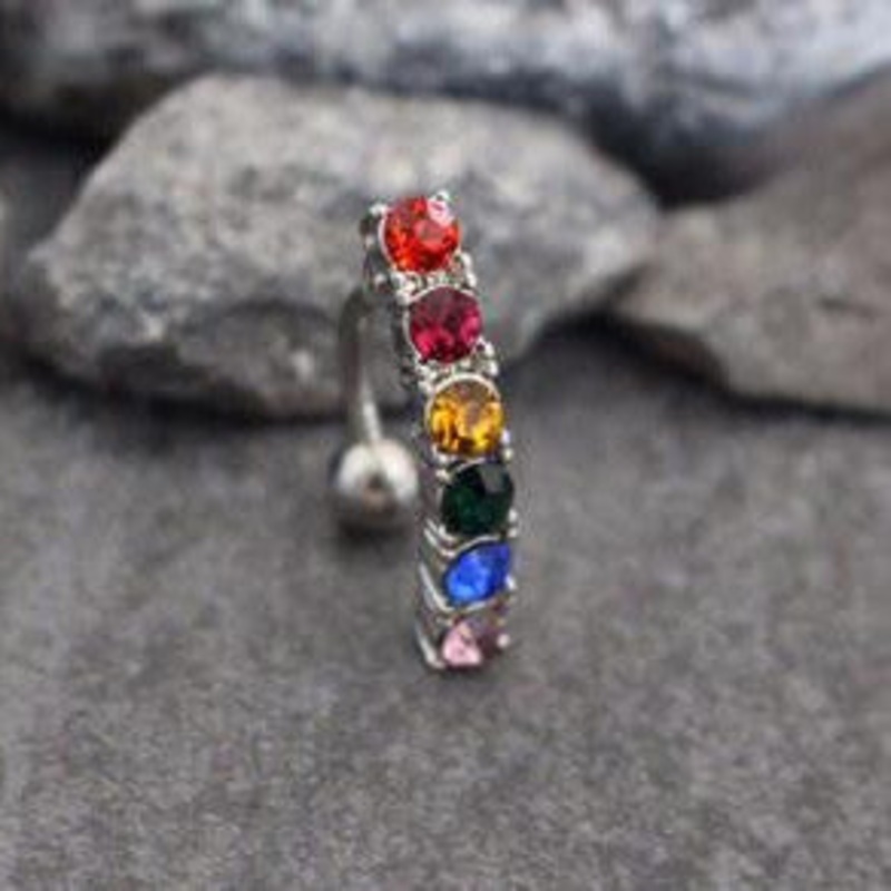 Rainbow Reverse Belly Stud