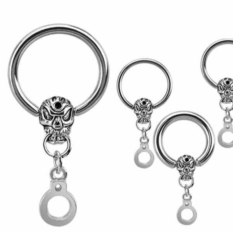 Skull and Handcuff Captive 16G 14G 16G 11mm