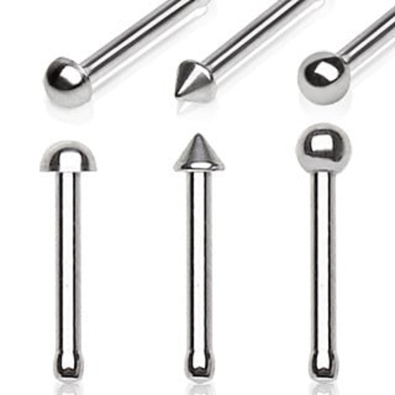 Stainless Steel Nostril Bone with Spike – Various Colors (20 gauge – 18 gauge) 20 g