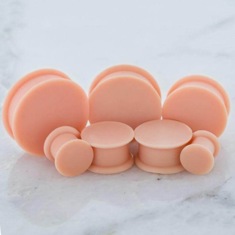Tattooable Silicone Flesh Tone Plugs  (0 gauge – 1 inch) 0 g