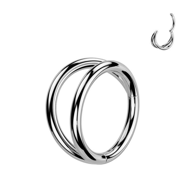 Titanium Double Line Hinged Ring 20G 8mm Gold