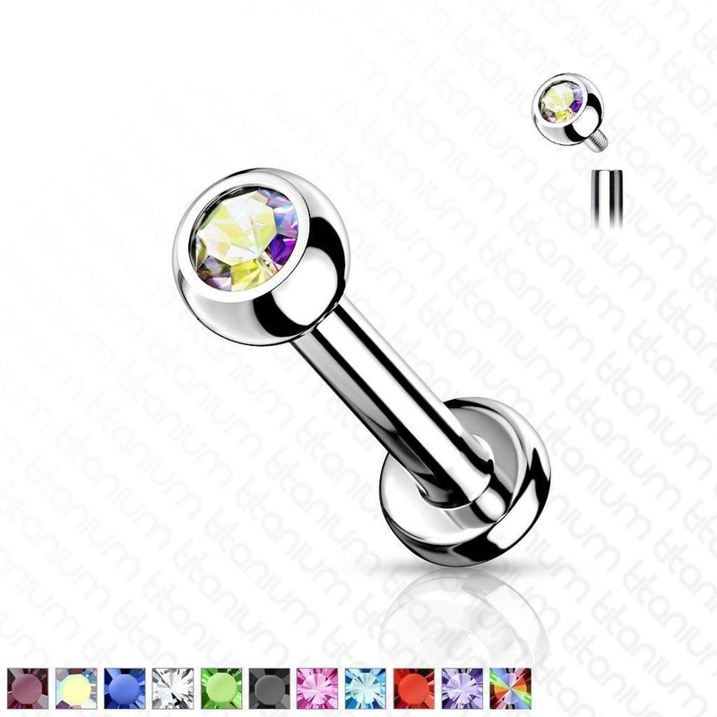 Titanium IT Gem Labret 18G Clear 6mm – 2mm