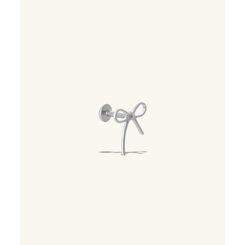 Titanium Playful Bow Internalthread Flatback Stud Internally threaded