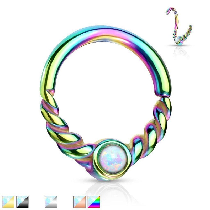 Twisted Opal Twist Ring 18G 16G 18G Gold