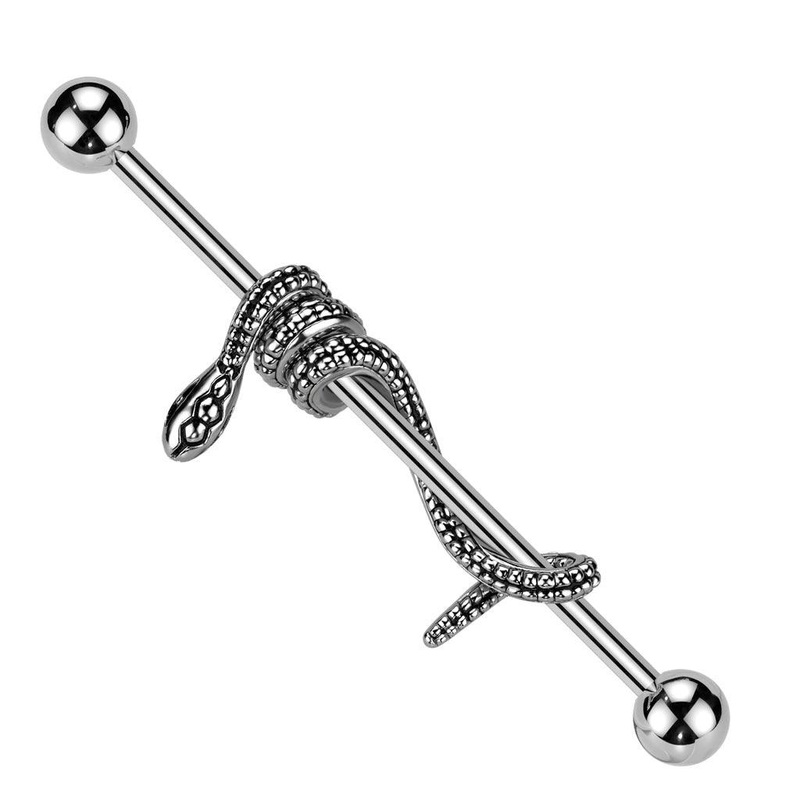 Wrapped Snake Industrial 14G 38mm Black