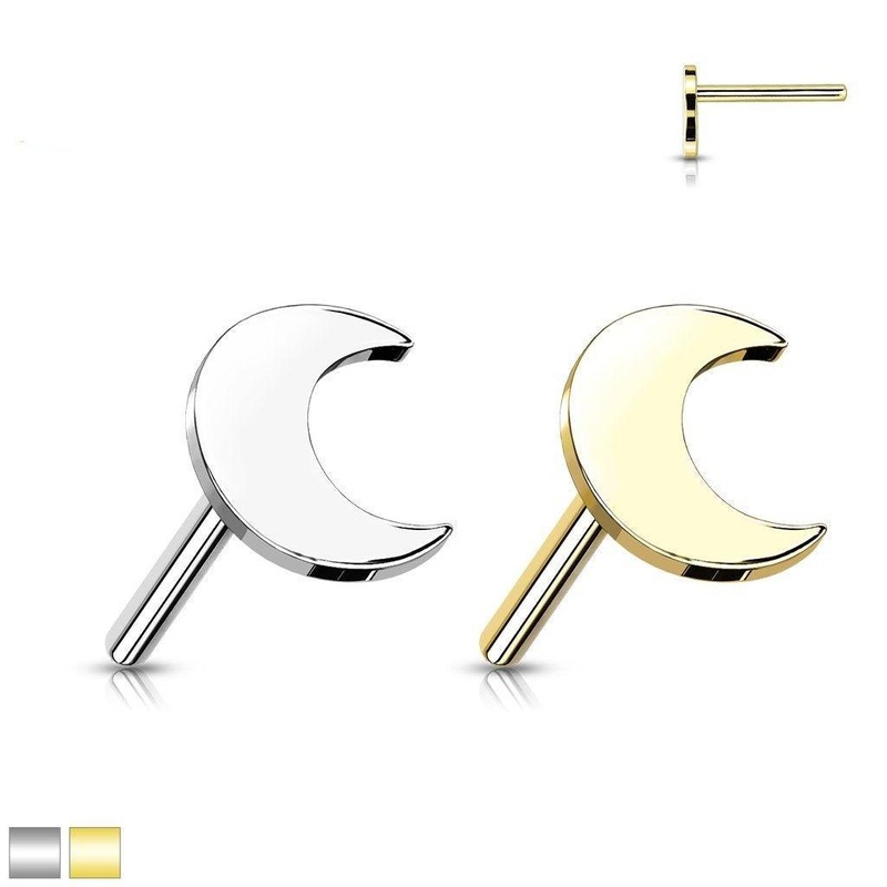 14kt Gold Threadless Moon Top White Gold 3mm