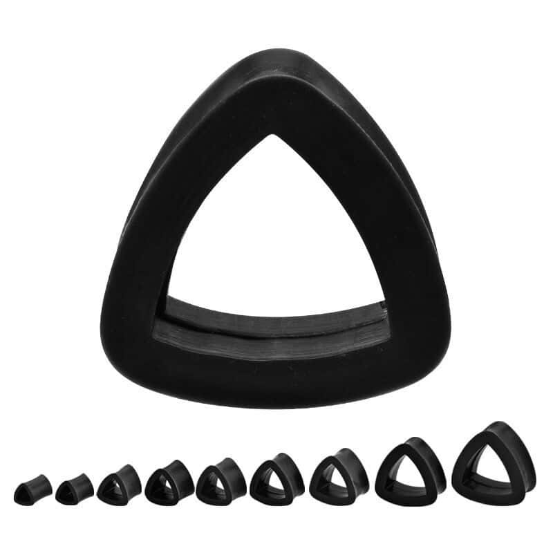 Black Silicone Triangle Tunnels (2 gauge – 1 inch) 2 g