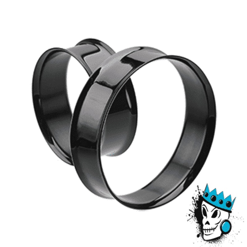 Black Steel Double Flare Tunnels (2 gauge – 2 1/2 inch) 2 g 3/8″