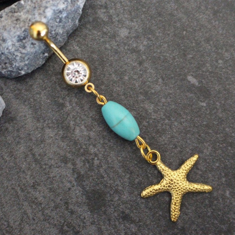 Deep Under Starfish Belly Button Piercing in Gold