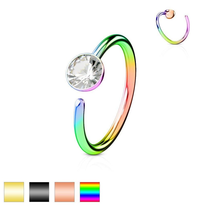 Gemmed IP Nose Ring 20G Rainbow