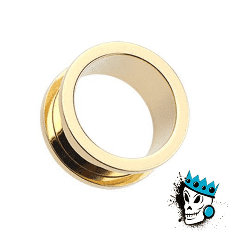 Gold Stainless Steel Flesh Tunnels (2 gauge – 1 inch) 2 g