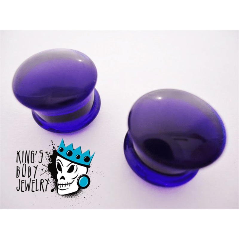 Gorilla Glass Cobalt Blue Solid Double Flare Plugs (8 gauge – 1/2 inch) 8 g