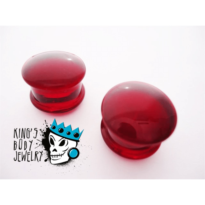 Gorilla Glass Ruby Solid Double Flare Plugs (8 gauge – 1/2 inch) 8 g