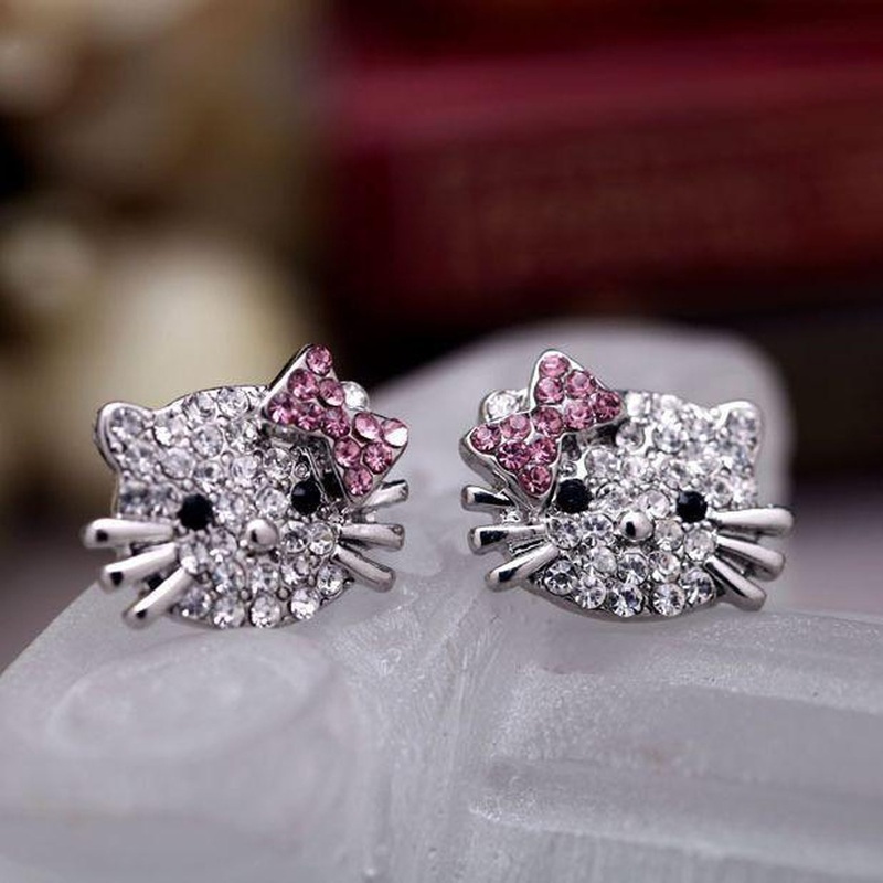 Hello Kitty Crystal Stud Earrings
