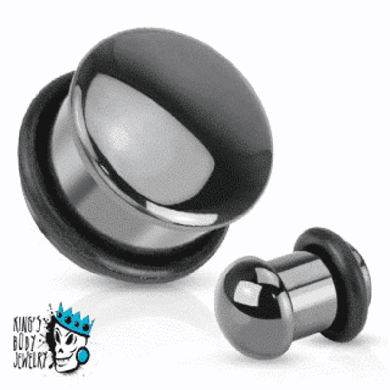 Hematite Single Flare Stone Plugs (6 guage – 5/8 inch) 6 g