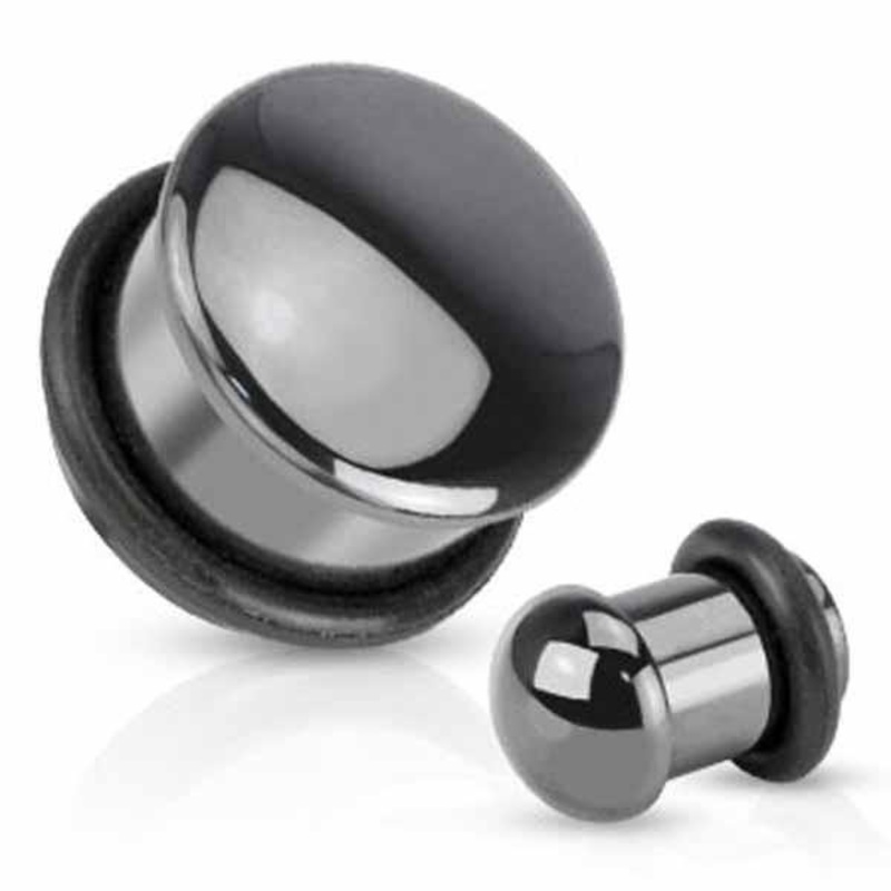 Hematite Stone Dome Plug 4mm-16mm 4mm(6G)
