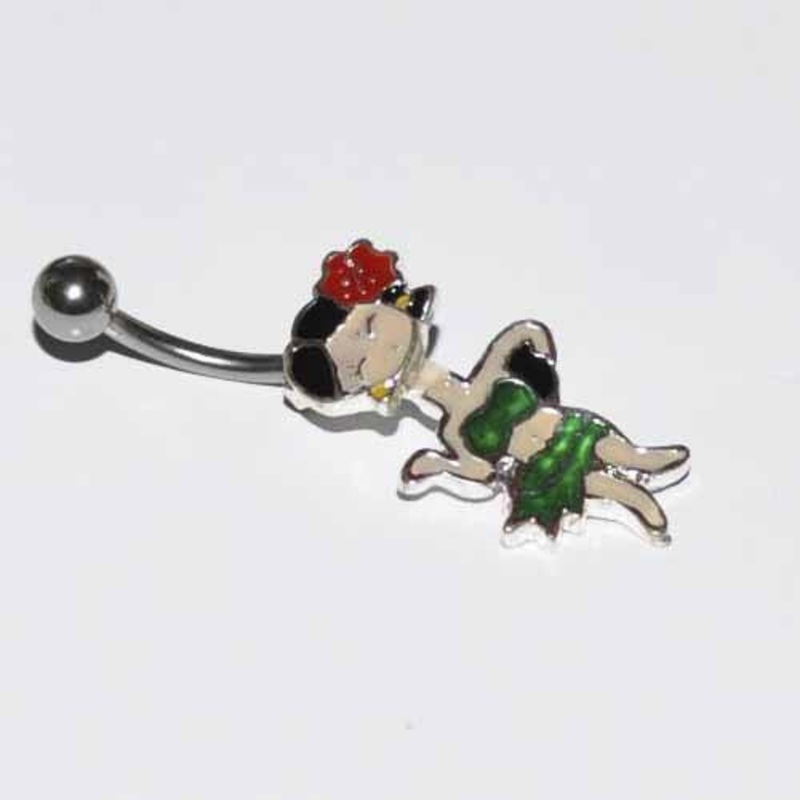 Hula Girl Belly Bar 14G