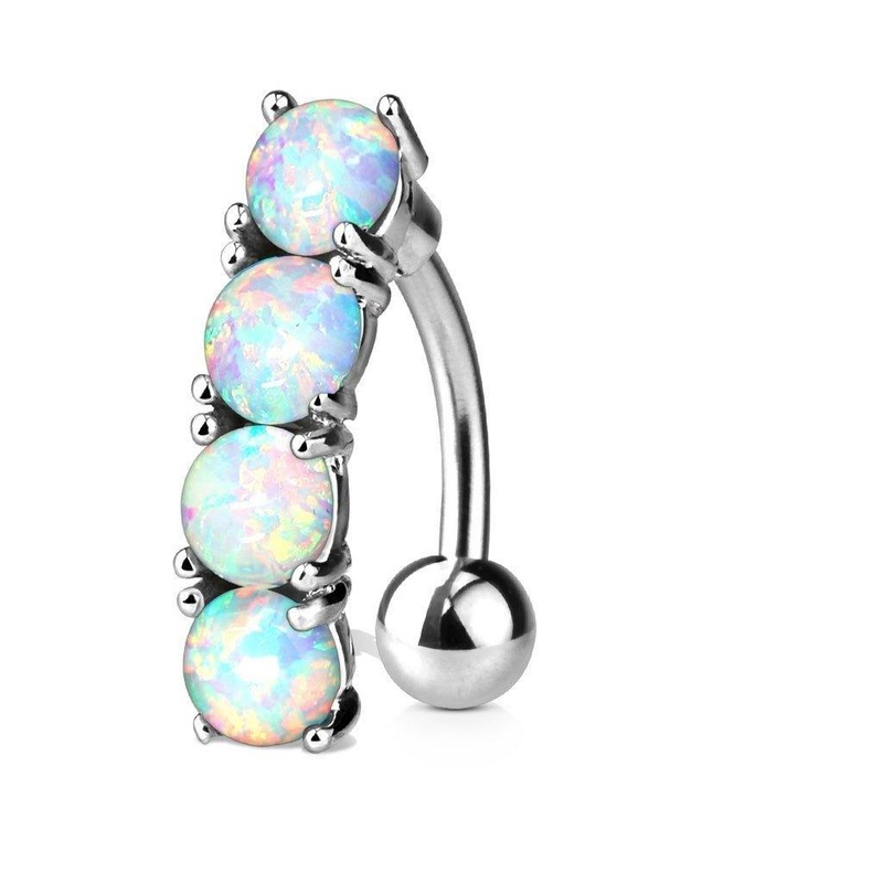 Opal Top Drop Belly Bar 14G