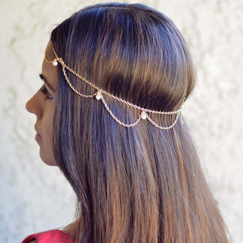 Paisley Bijoux Chain Headpiece Hair Jewelry Gold
