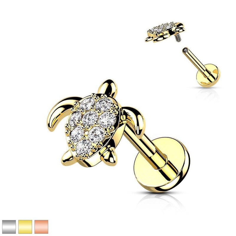 Paved Turtle I.T. Labret 16G 6mm Gold