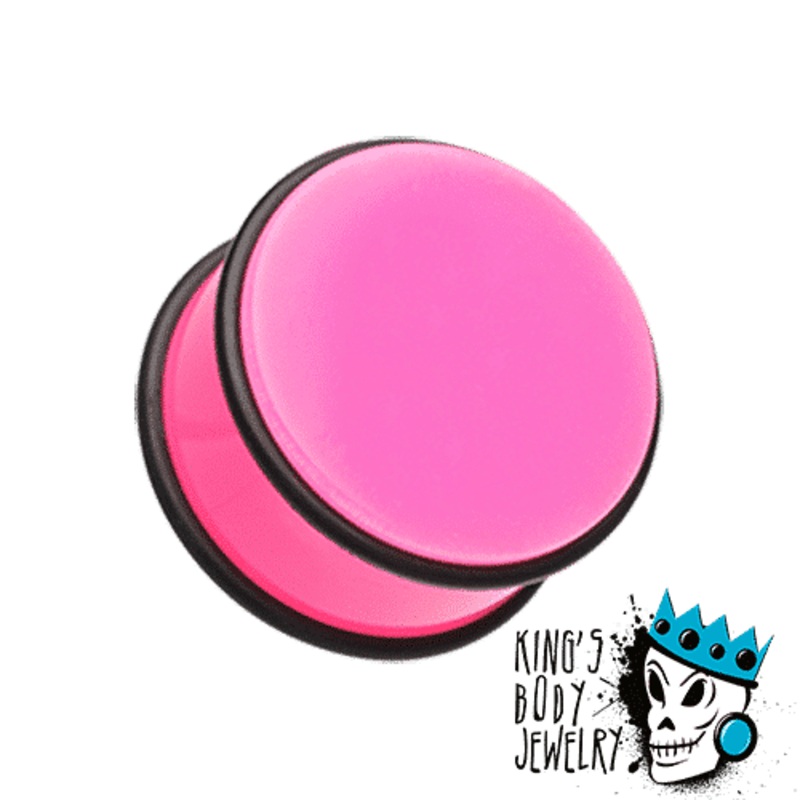 Pink Acrylic No Flare  Plugs (1 1/8 inch – 2 inch) 1 1/8 inch