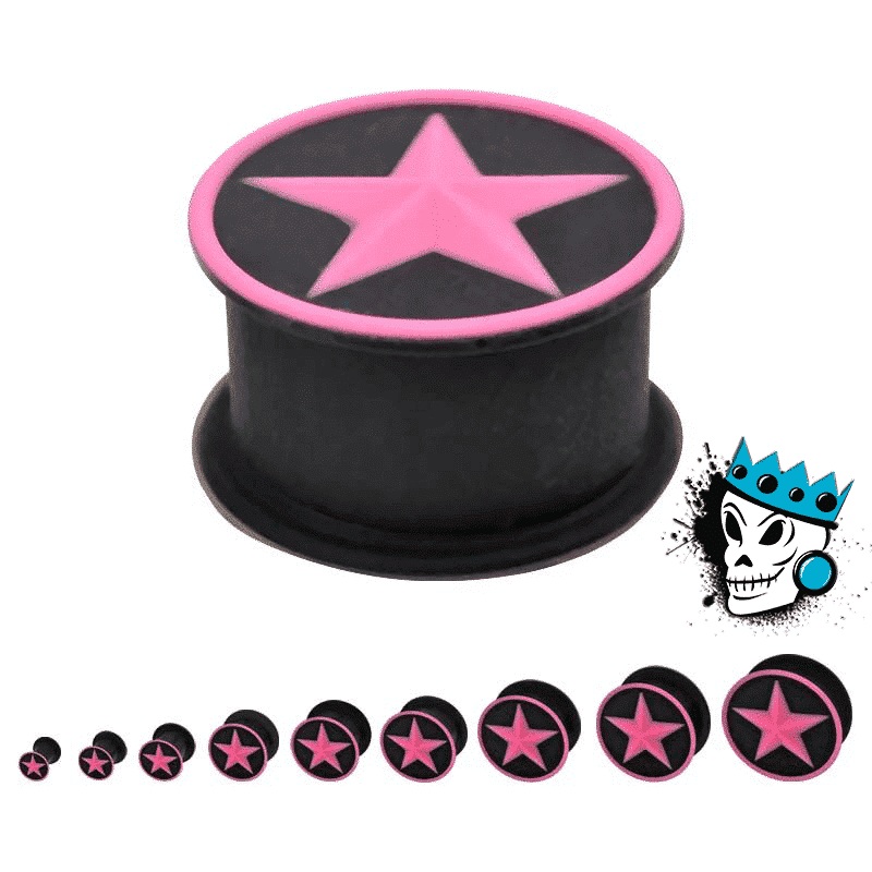 Pink Star Silicone Plugs (12 mm – 15/16 inch) 12 mm