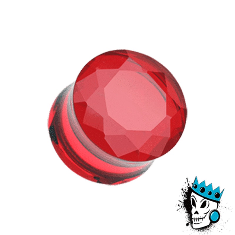 Red Facet Cut Glass Plugs (8 gauge – 1 inch) 8 g