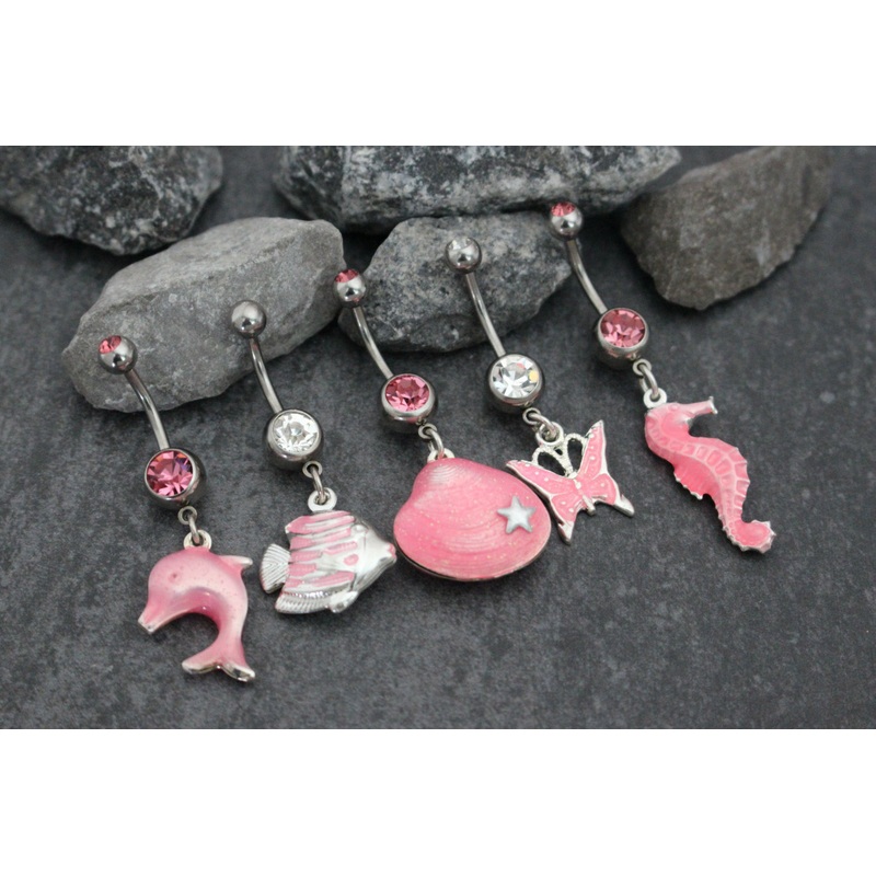 Sandie Pink Beach Navel Rings Dolphin