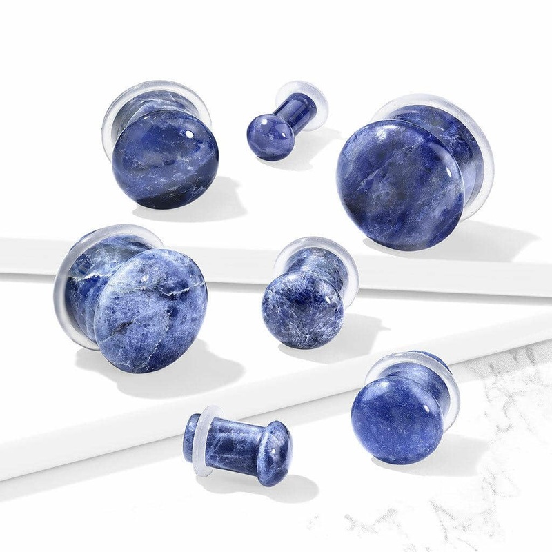 Sodalite Single Flare Stone Plugs (6 gauge – 5/8 inch) 6 g