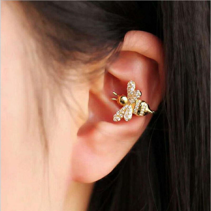 Sting Honey Bee Ear Cuff Earring in Gold