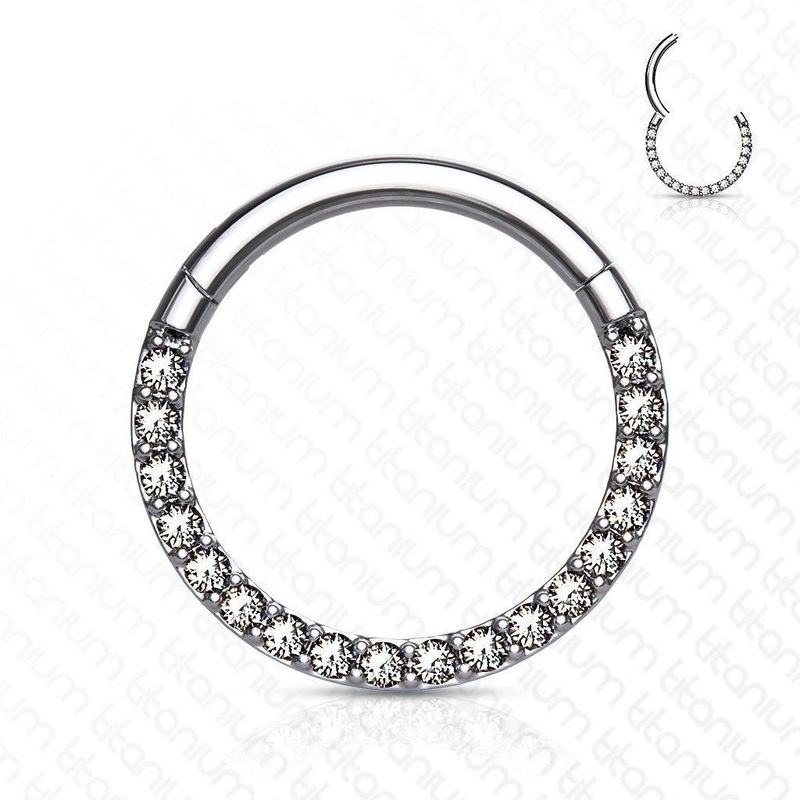 Titanium Paved Hinged Ring 18G 16G 14G 18G 8mm