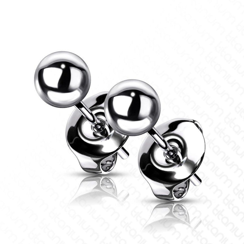 Titanium Stud Earrings Pair 3mm Ball End