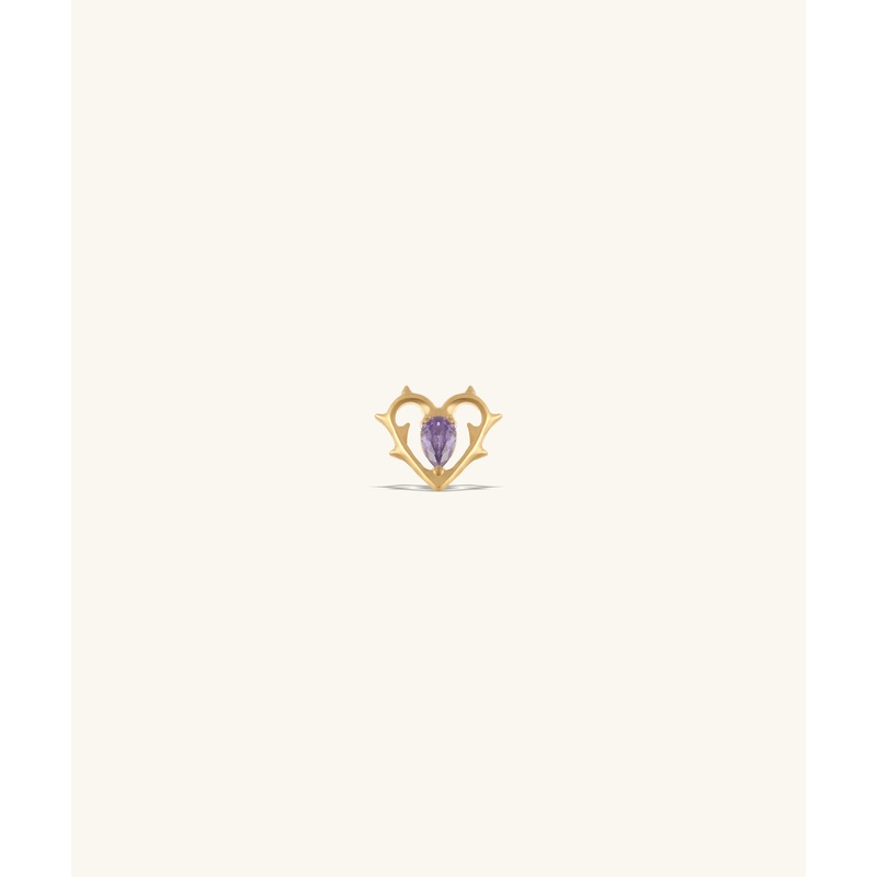 Titanium Thorn  Heart Stud Gold White
