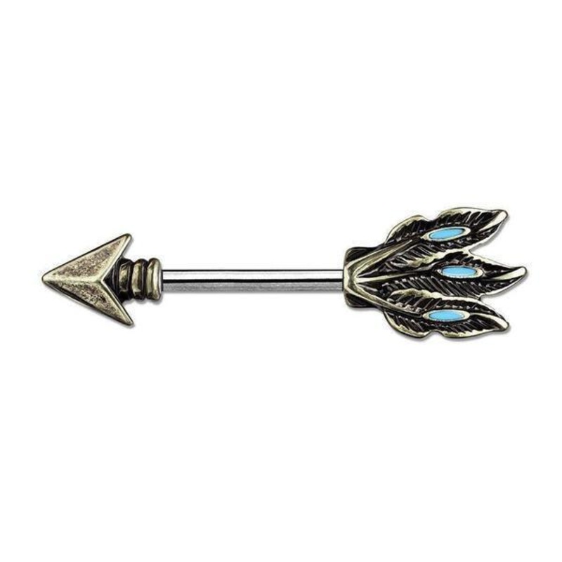 Tribal Arrow Nipple Bar 14G (Single)