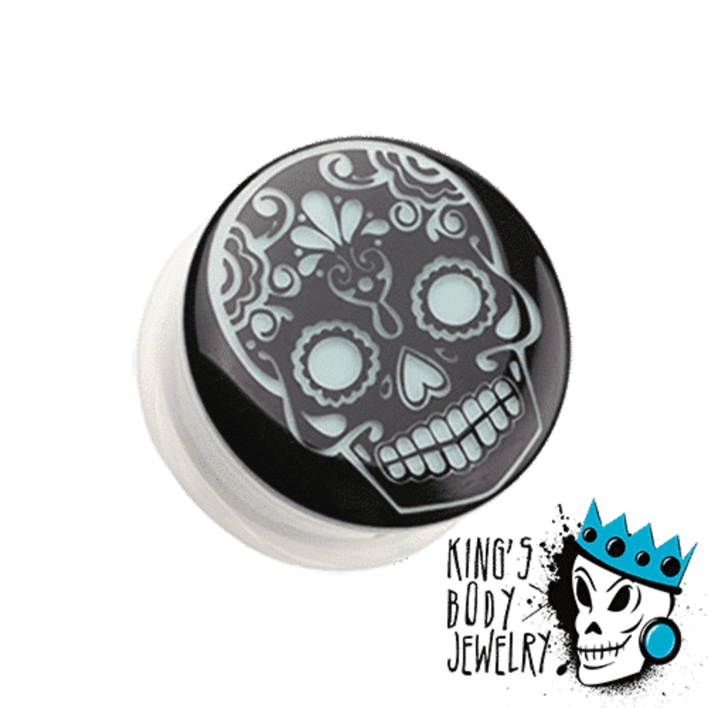 Voodoo Skull Glow In Dark Plugs (2 gauge – 1 inch) 2 g