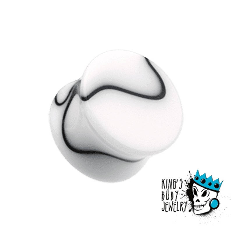 White Marble Acrylic Double Flare Plugs (8 gauge – 1 inch) 8 g