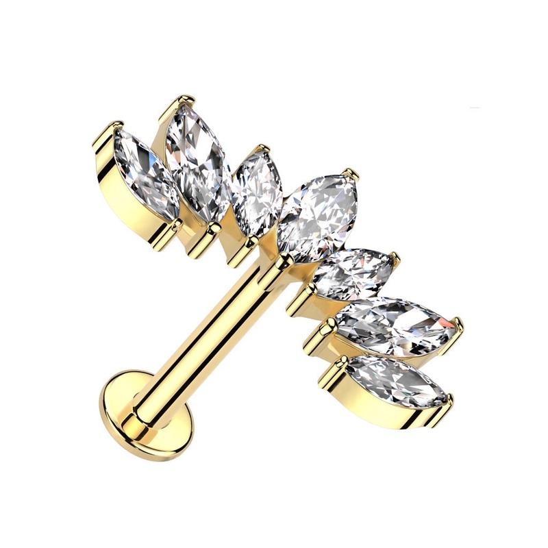 14kt Gold Gem Crown Labret White Gold