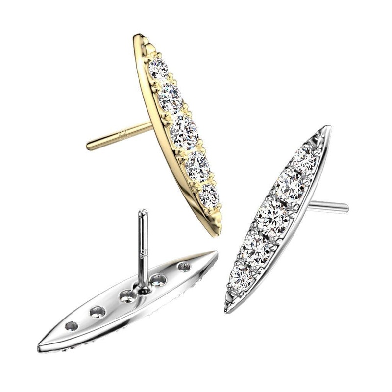 14kt Gold Threadless Long Oval Top White Gold