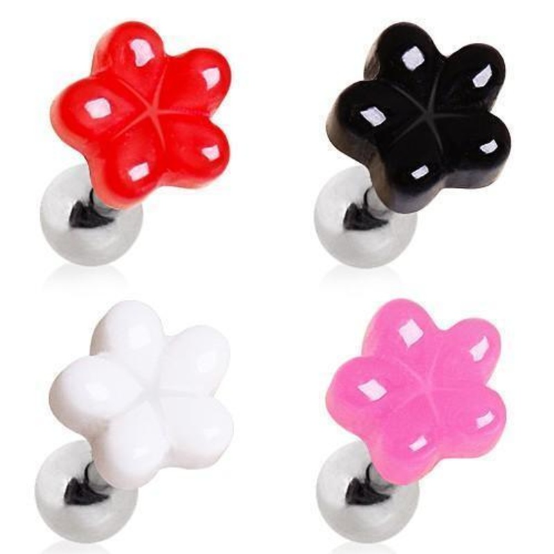 Acrylic Flower Cartilage Bar 16G Black