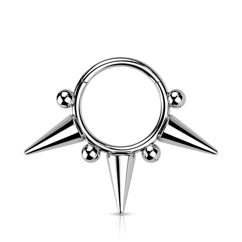 Bead Spike Hinged Ring 16G 8mm