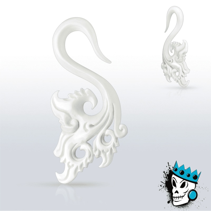 Bone Balinese Floral Ornate Hooks (10 gauge – 4 gauge) 10 g