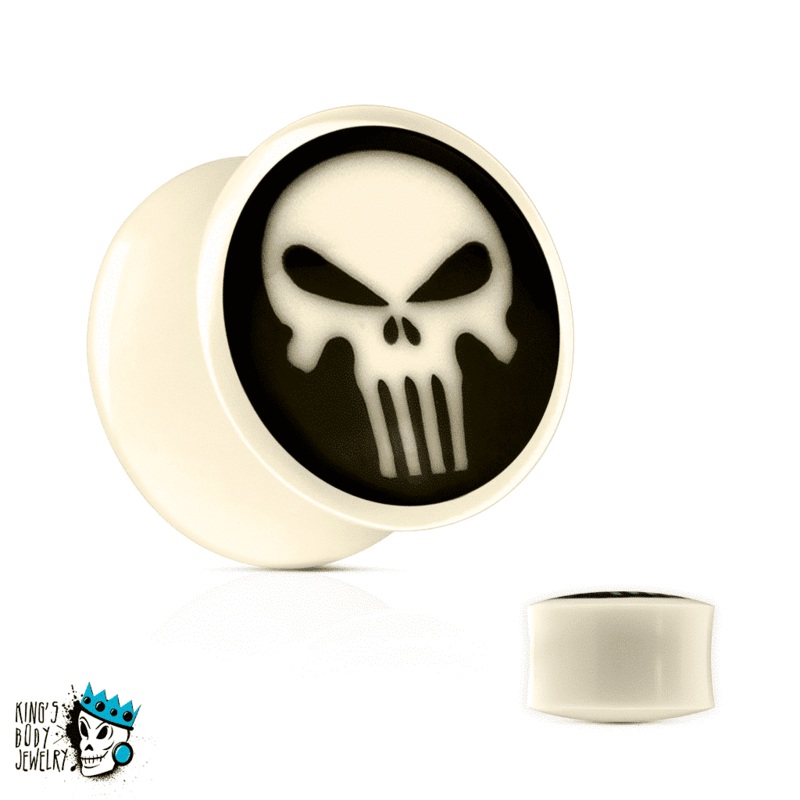 Buffalo Bone with Inlaid Horn Skull Plugs (1/2 inch – 7/8 inch) 1/2 inch