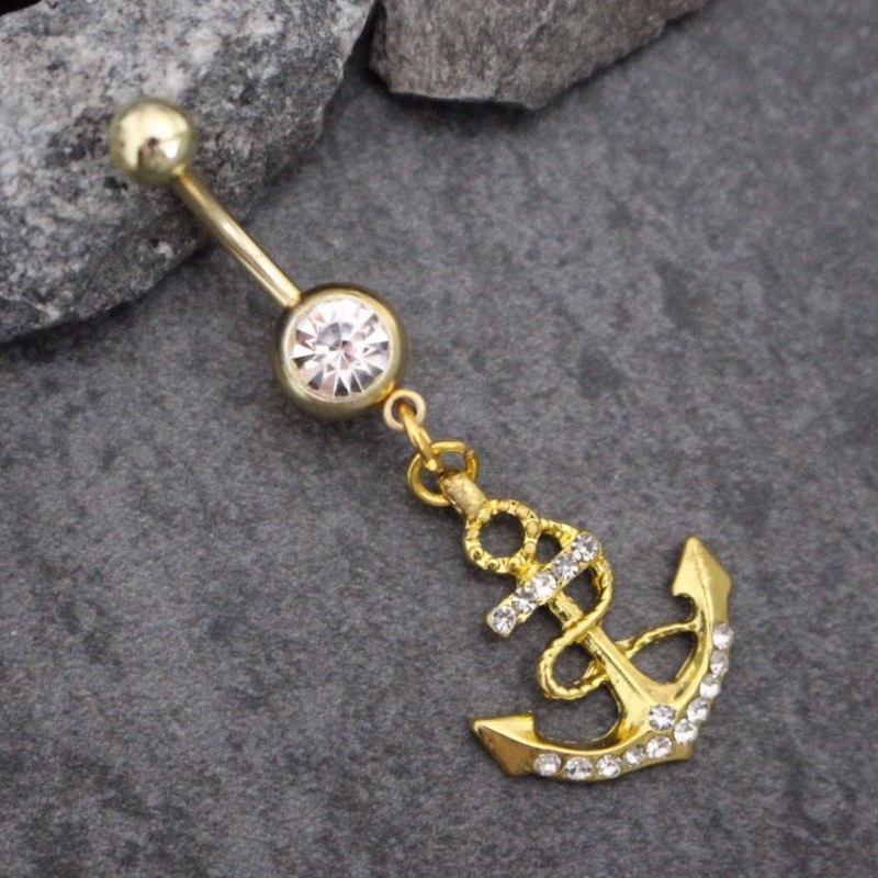 Catchem Anchor Belly Button Ring in Gold