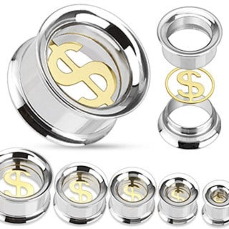 Dollar Sign Plugs (0 gauge – 5/8 inch) 0 g