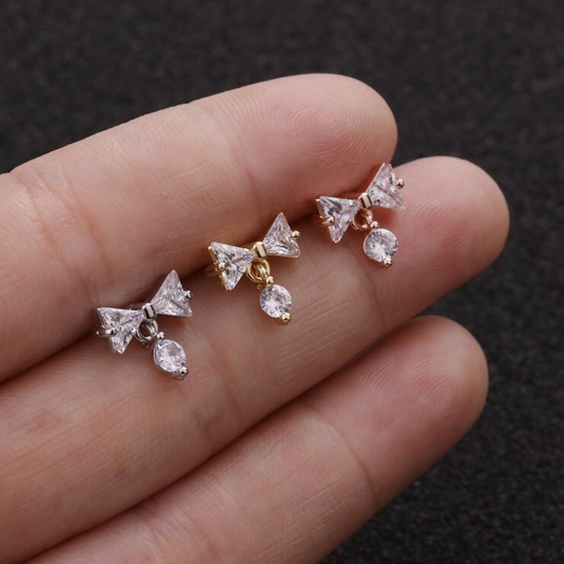 Emma Bowtie Ear Piercing 16G Stud Dangle –  1 Piece Rose Gold