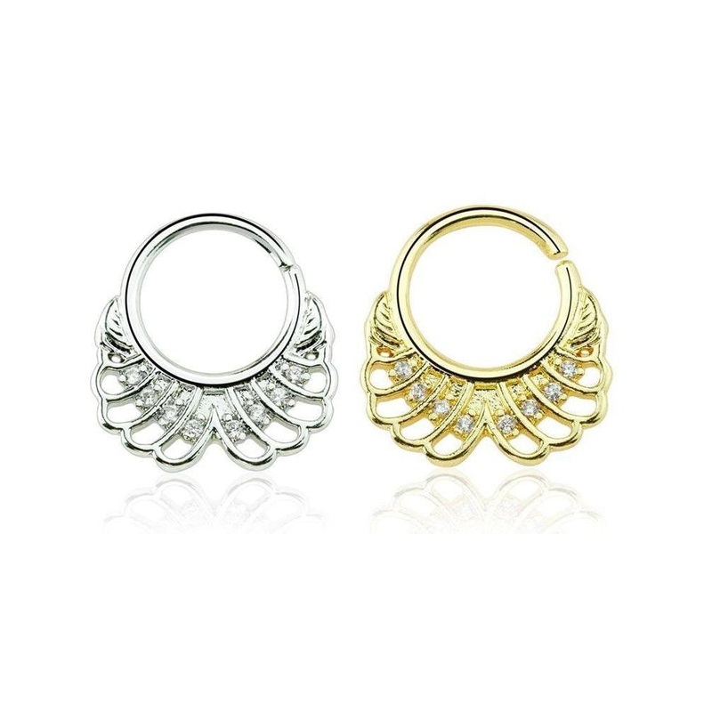 Gem Fan Filigree Twist Ring 16G Gold