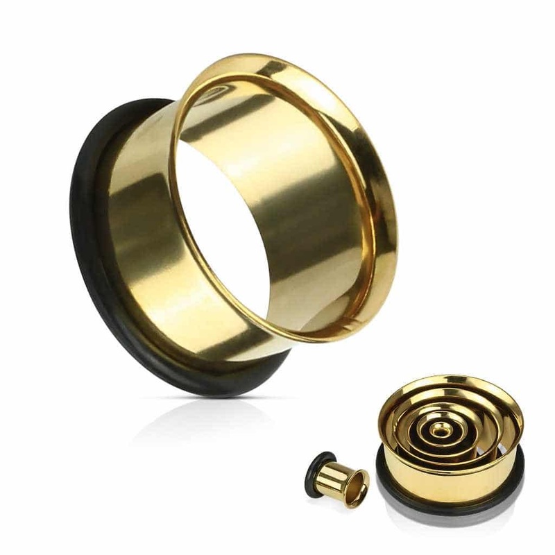 GOLD Single Flare Tunnels (14 gauge – 2 1/2 inch) 14 g 3/8″
