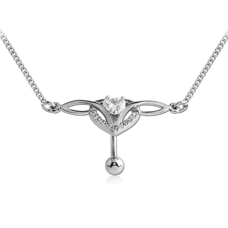 Heart Top Drop Belly Chain 14G