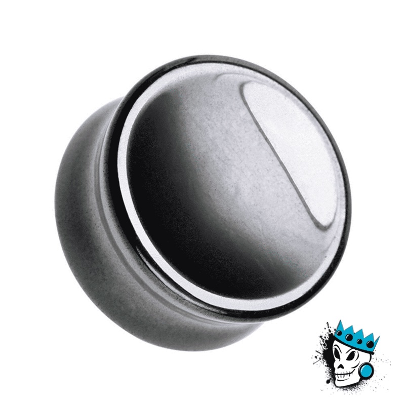 Hematite Concave Stone Plugs (2 gauge – 1 inch) 2 g